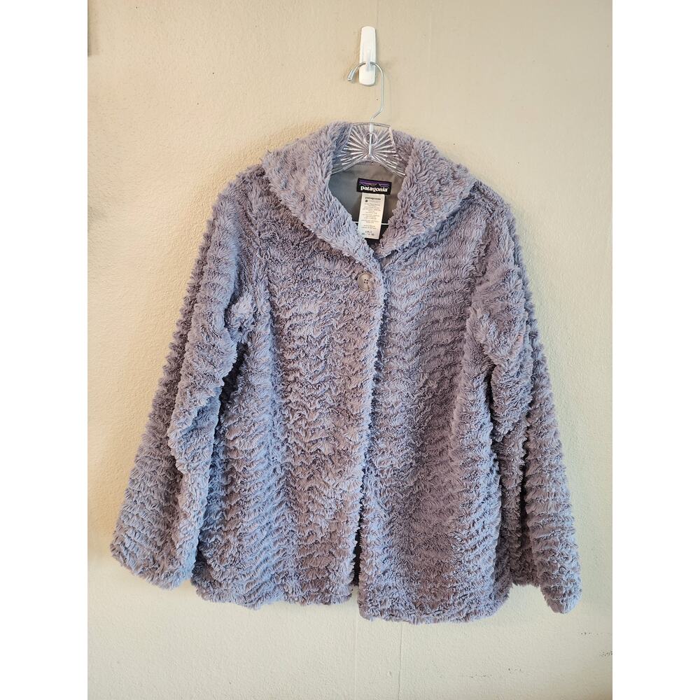 Patagonia Girls Coat Jacket SZ XXL (16-18) Gray Faux Fur